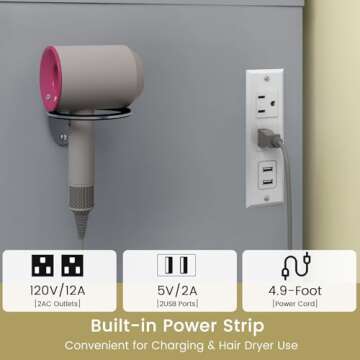 Quimoo 46" Vanity Desk with Lights and Power Outlet