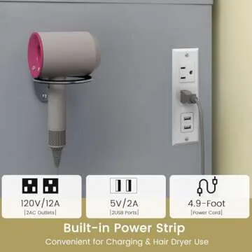 Quimoo 46" Vanity Desk with Lights and Power Outlet