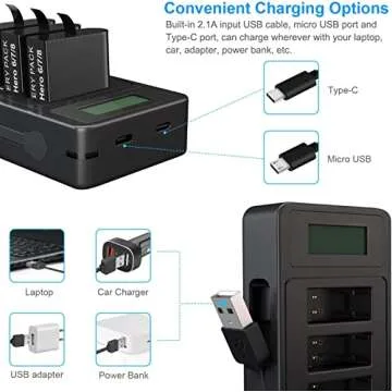TOMSHEIR 1800mAh Battery & USB Fast Charger for GoPro