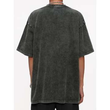 Aelfric Eden Mens Oversized Vintage T Shirts Acid Wash Cotton Solid Tee Shirt Drop Shoulder Streetwe...