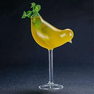 Cocktail Glass Bird Glasses Drinking Bird Shaped Cocktail Wine Glass 5oz/150ml Set of 4 Unique Champagne Coupe Glass Bird Shape Martini Goblet Cups 4pcs Glassware for KTV Home Bar Club (Clear)