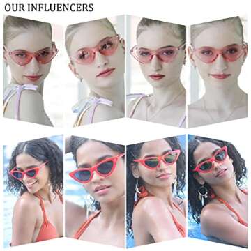 Dollger Cat Eye Sunglasses for Women Red Black Retro Style Plastic Frame UV Protection 2 pack