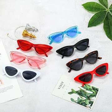 Dollger Cat Eye Sunglasses for Women Red Black Retro Style Plastic Frame UV Protection 2 pack