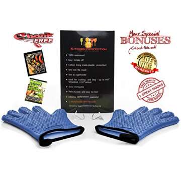 KITCHEN PERFECTION Silicone Smoker Oven Gloves -Extreme Heat Resistant BBQ Gloves -Handle Hot Food R...