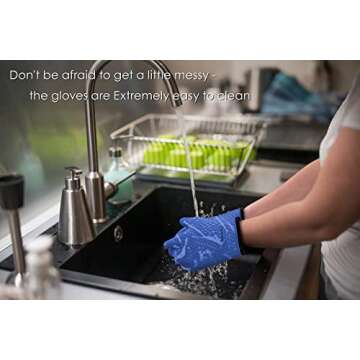 KITCHEN PERFECTION Silicone Smoker Oven Gloves -Extreme Heat Resistant BBQ Gloves -Handle Hot Food Right on Your Smoker Grill Fryer Pit|Waterproof Oven Mitts Grill Gloves |Superior Value Set+3 Bonuses