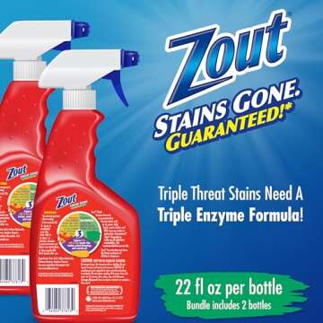 Zout Laundry Stain Remover Spray, 22 Ounce, Triple Enzyme Formula - 2-Pack