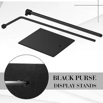 Leinuosen 4 Pcs Purse Display Stand Adjustable Height Handbag Display Stand Metal Table Purse Holder Hanging Purse Hanger Stand for Women Bag Jewelry Tabletop Counter Boutique Store (Black)