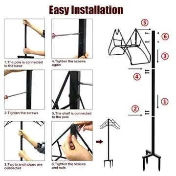 Artigarden Freestanding Garden Hose Holder Hanger, Heavy Duty Metal Water Hose Reel Storage Stand Rack for Yard Lawn, Bright Black (Hose not Included)