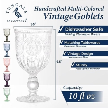 Yungala Set of 6 Multi-Colored Wine Goblets for Any Occasion
