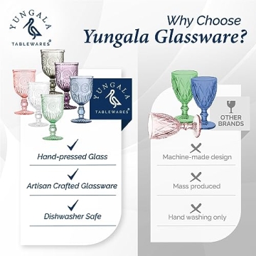 Yungala Set of 6 Multi-Colored Wine Goblets for Any Occasion