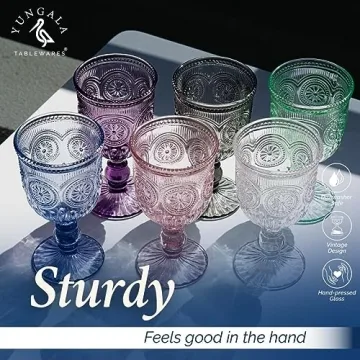 Yungala Set of 6 Multi-Colored Wine Goblets for Any Occasion