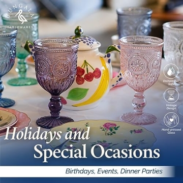 Yungala Set of 6 Multi-Colored Wine Goblets for Any Occasion