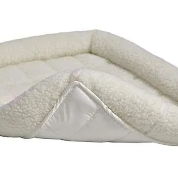 MidWest Homes for Pets Bolster Dog Bed 30L-Inch White Fleece Dog Bed w/ Comfortable Bolster | Ideal for Medium Dog Breeds & Fits a 30-Inch Dog Crate | Easy Maintenance Machine Wash & Dry