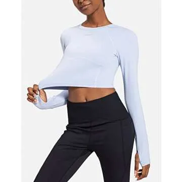 BALEAF Women's Long Sleeve Crop Top - Stylish & Comfortable