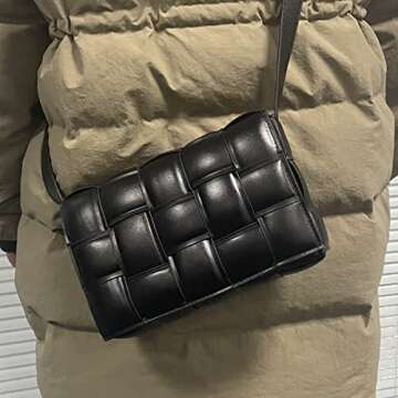 Padded Cassette Crossbody bag For Women Woven Crossbody Handbag Purse Small Shoulder Messenger Bag Clutch Wallet Square Bag