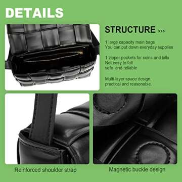 Padded Cassette Crossbody bag For Women Woven Crossbody Handbag Purse Small Shoulder Messenger Bag Clutch Wallet Square Bag