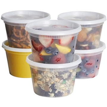 GUSTO 48 Sets of 16 oz Plastic Deli Containers with Airtight Lids for Food Storage