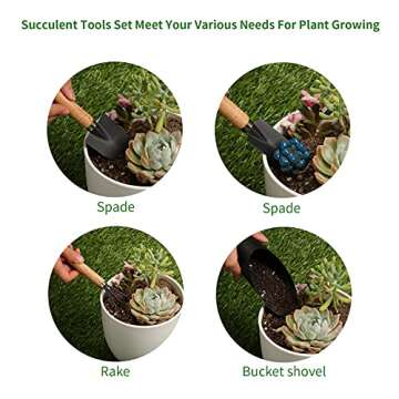 5Pcs Succulent Tools, Mini Garden Tools,Plant Potting Mat as Plant Accessories,Succulent Gardending Hand Tools Kit for Seedling Soil,Caring Succulent,etc,Gifts for Woman’s Gardening work(No Flowerpot)
