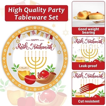 gisgfim 96 Pcs Rosh Hashanah Party Supplies Set