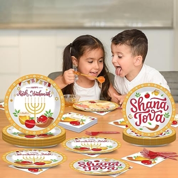 gisgfim 96 Pcs Rosh Hashanah Party Supplies Set