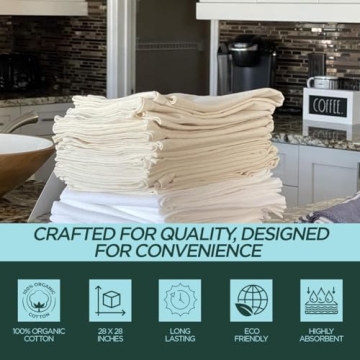 Organic Cotton Flour Sack Towels - Versatile Kitchen & Craft Essential