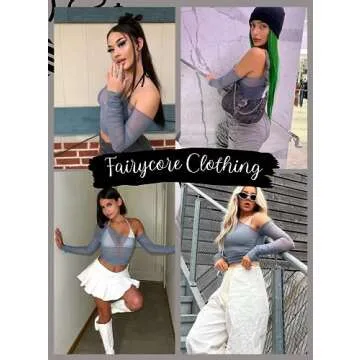 Rave Mesh Crop Top for Women - EDC 70s Asymmetrical Neck Y2K Long Sleeve Fairycore Festival Blouse Sheer Shirt(Gray,M,1102e)