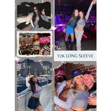 Rave Mesh Crop Top for Women - EDC 70s Asymmetrical Neck Y2K Long Sleeve Fairycore Festival Blouse Sheer Shirt(Gray,M,1102e)