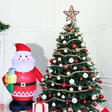 Luxspire Natural Rattan Christmas Star Tree Topper