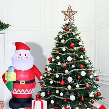 Luxspire Natural Rattan Christmas Star Tree Topper