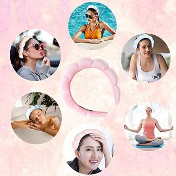 Spa Headbands Sponge and Velvet Headbands for Women - Perfect for Cleansing & Skincare