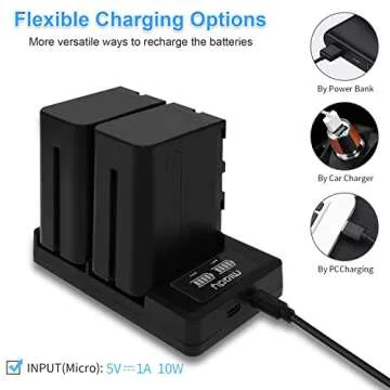Miady 2 Pack Replacement Sony NP-F970 Battery and Dual USB Charger for Sony NP-F970 NP-F930 NP-F950 NP-F960 NP-F550 NP-F530 NP-F330 NP-F570 Battery and Sony Handycam(Type C & Micro USB Ports)