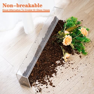 Clear Rectangular Flower Vase - Elegant Centerpiece Decor