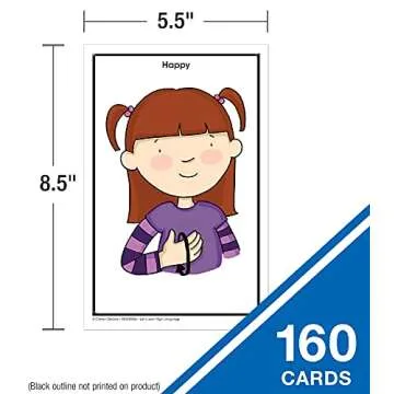 Key Education 160 American Sign Language Flash Cards for Kids, ASL Flashcards for Preschool, Kinderg...