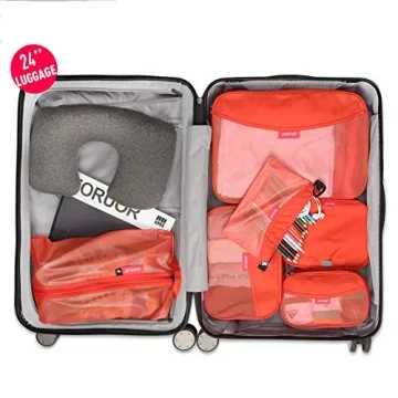 pack all 3 Pcs Water-resistant Material Zipper Pouch Set, Mesh Zipper Bags for Storage, Travel, Office (Orange)