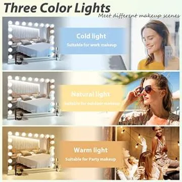 COOLJEEN Hollywood Makeup Mirror with Bluetooth and Lights