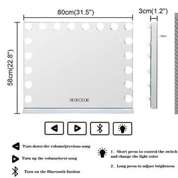 COOLJEEN Hollywood Makeup Mirror with Bluetooth and Lights