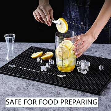 WowDay Bar Mat Non-Slip Rubber Bar Mats for Countertop Bartending Bar Service Spill Mat Bar Restaurant Table Drink Mat Barber Station Mat for Hair Salon (18 * 12 * 0.4" - 2PCS)