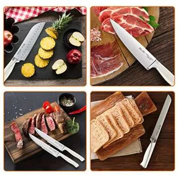 Knife Set,20 Piece Kitchen Knife Set with Block Wooden and Sharpener, Professional High Carbon German Stainless Steel Chef Knife Set, Ultra Sharp Full Tang Forged White Knives Set