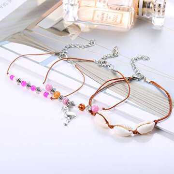 LOYALLOOK 18Pcs Anklet Bracelets for Women Ankle Chain Turtle Wave Anklet Beach Ankle Bracelets Foot Jewelry for Women