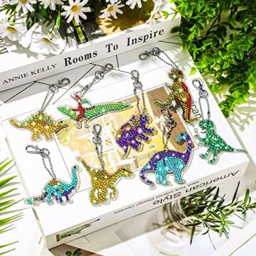 MTLEE 8 Pcs Diamond Art Keychains - Fun DIY Kit for Ages 8-12