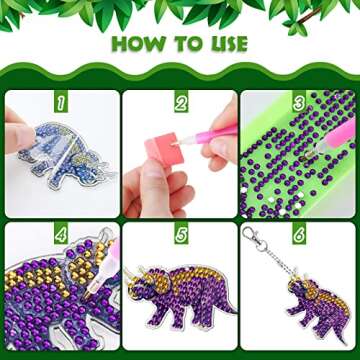 MTLEE 8 Pcs Diamond Art Keychains for Kids Arts and Crafts