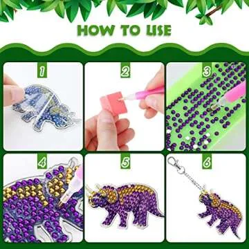 MTLEE 8 Pcs Diamond Art Keychains for Kids Arts and Crafts