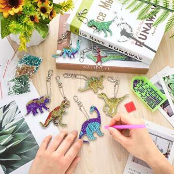 MTLEE 8 Pcs Diamond Art Keychains for Kids Arts and Crafts