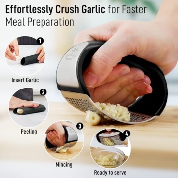 Zulay Stainless Steel Garlic Press Rocker - Premium Mincer Set