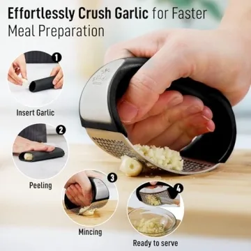 Zulay Stainless Steel Garlic Press Rocker - Premium Mincer Set