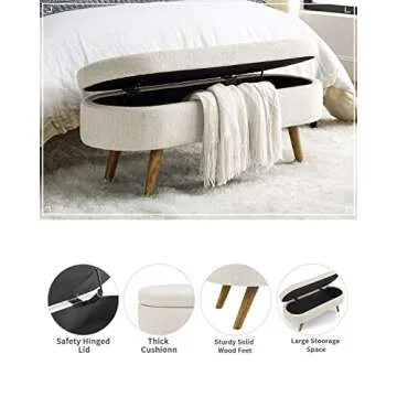 ECLYL 43.5" Upholstered Storage Bench for Home Decor