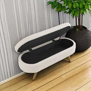 ECLYL 43.5" Upholstered Storage Bench for Home Decor