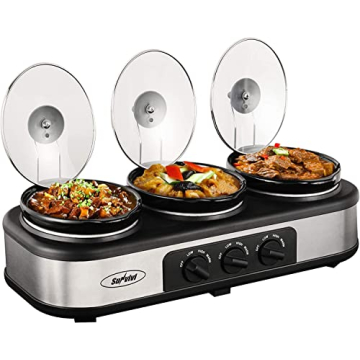 Sunvivi Triple Slow Cooker Buffet Server for Gatherings