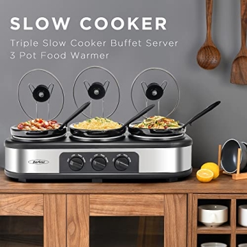 Sunvivi Triple Slow Cooker Buffet Server for Gatherings