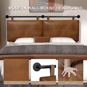 BSHOMGI PU Leather Adjustable Wall Mount Headboard